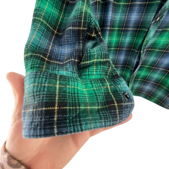 Route66 Mens Green & Blue Plaid Long Sleeve Cabin CoreButton-Up Shirt Casual Wes - Picture 10 of 11